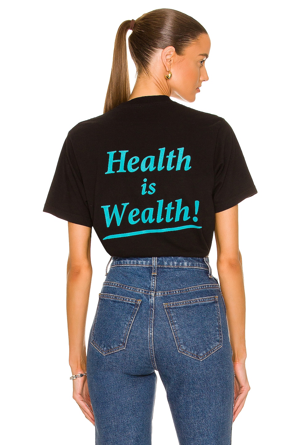 Image 1 of Sporty & Rich Health is Wealth Tee in Black & Teal