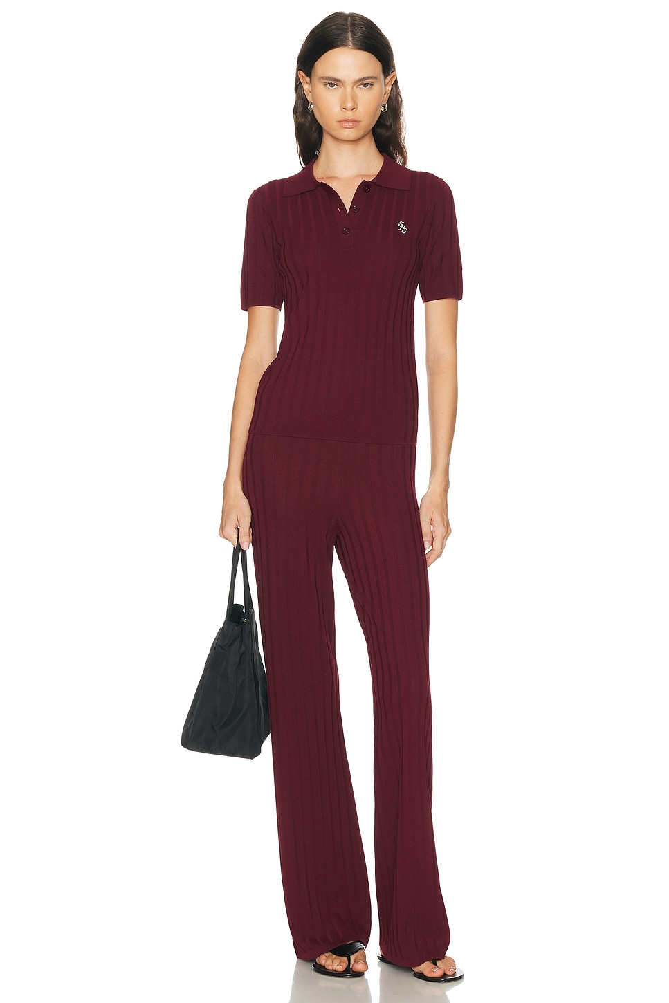 Sporty & Rich Signature Logo Ribbed Polo Top | Thumbnail 9 Sporty & Rich Signature Logo Ribbed Polo Top | Thumbnail 9