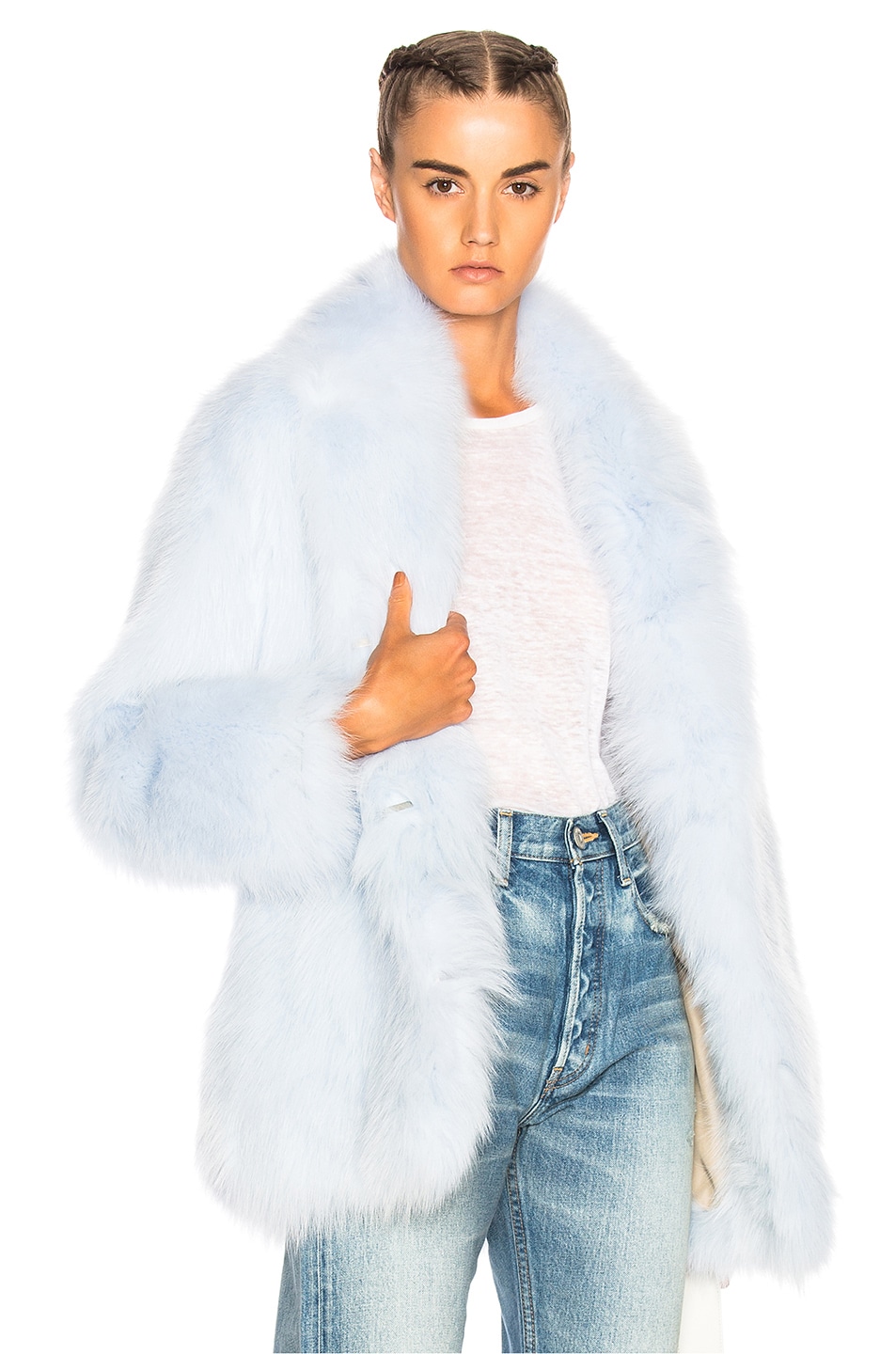 Image 1 of Sprung Nevis Fox Fur Coat in Ciel