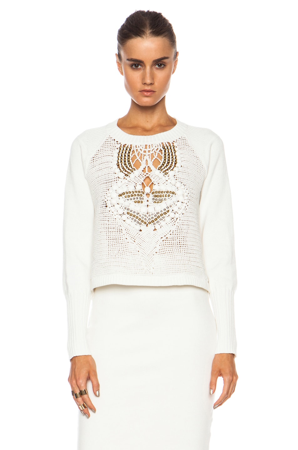 Image 1 of Sass & Bide Freeze Frame Cotton Sweater in Ivory Embellishment