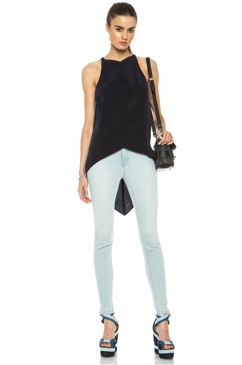 Image 1 of Sass & Bide In the Vines Hi Lo Silk Tank in French Navy