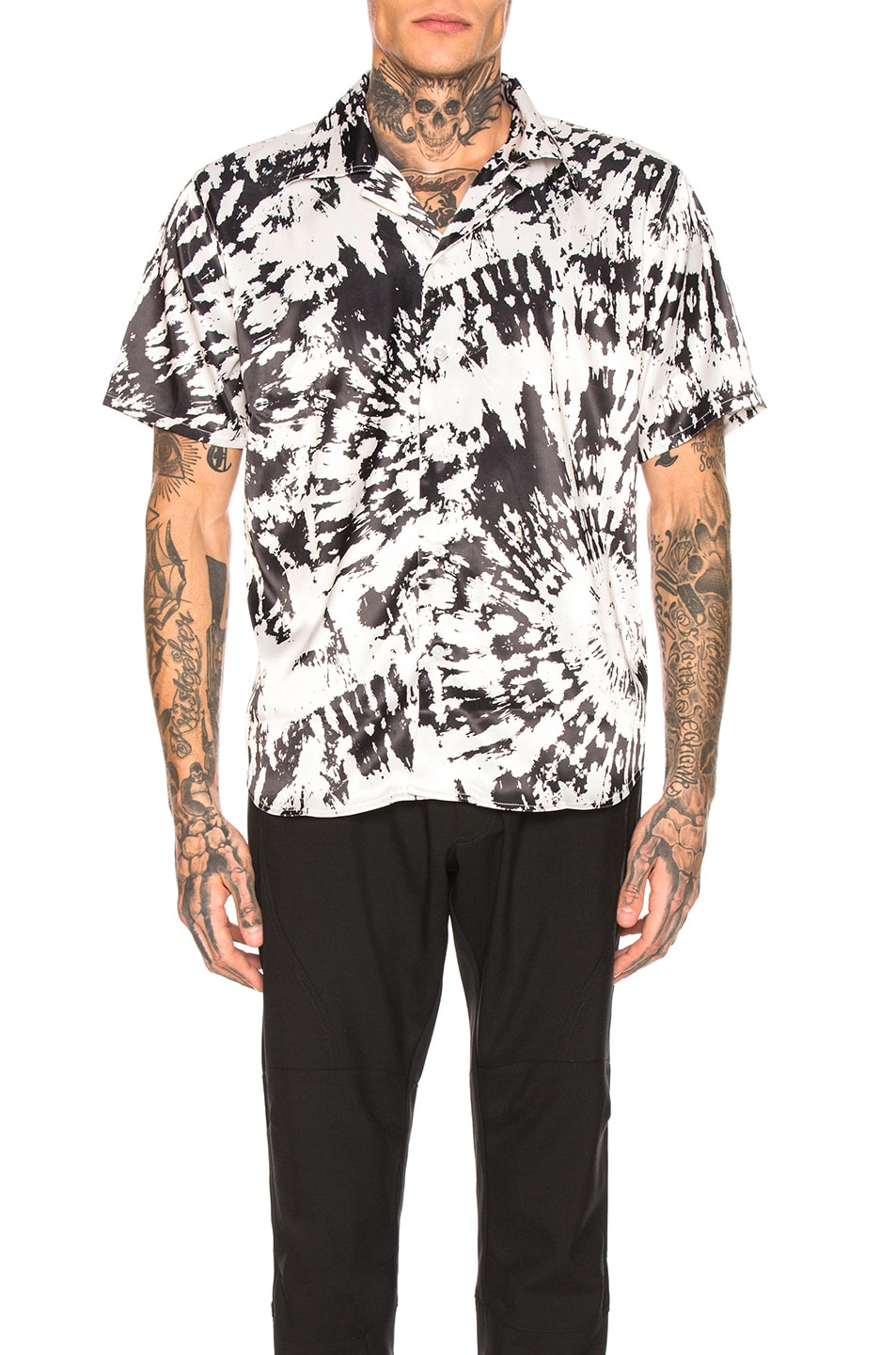 Image 1 of SSS World Corp Hawaiian Shirt in Black & White