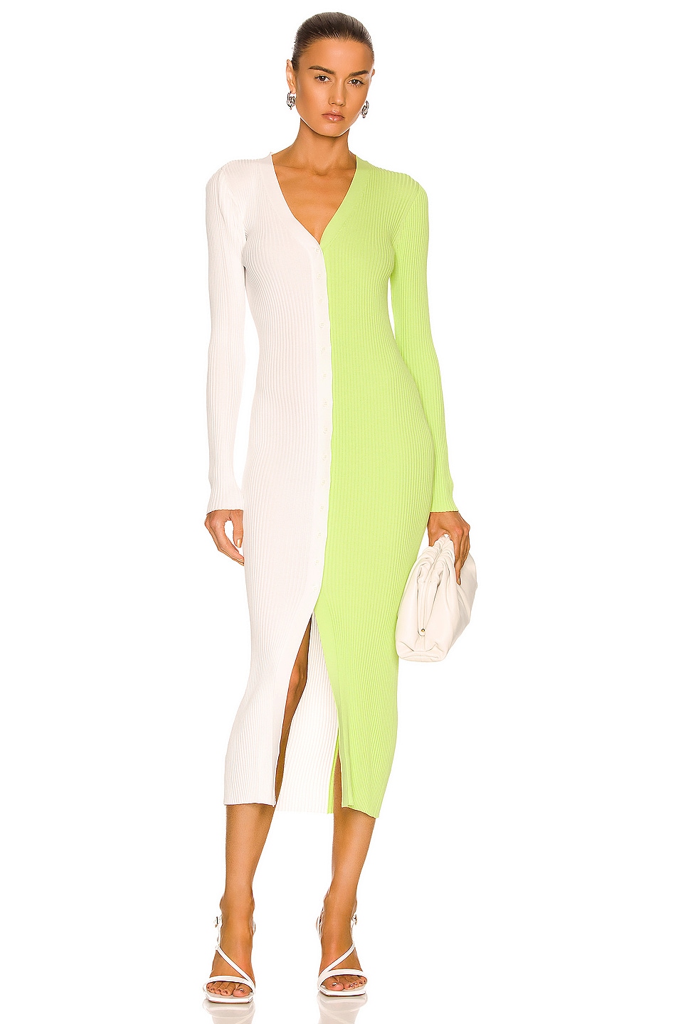Image 1 of Staud Shoko Sweater Dress in Lime & White