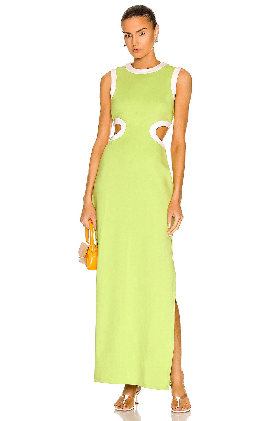 Image 1 of Staud Dolce Dress in Lime & White