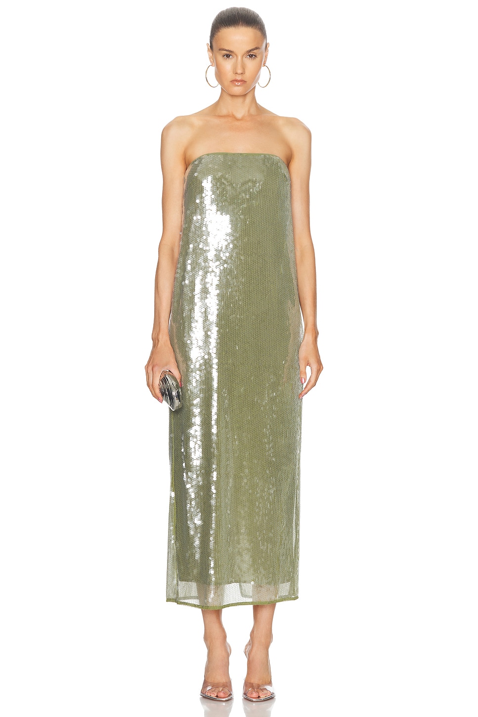 Shop Staud Casey Dress In Garden Moss