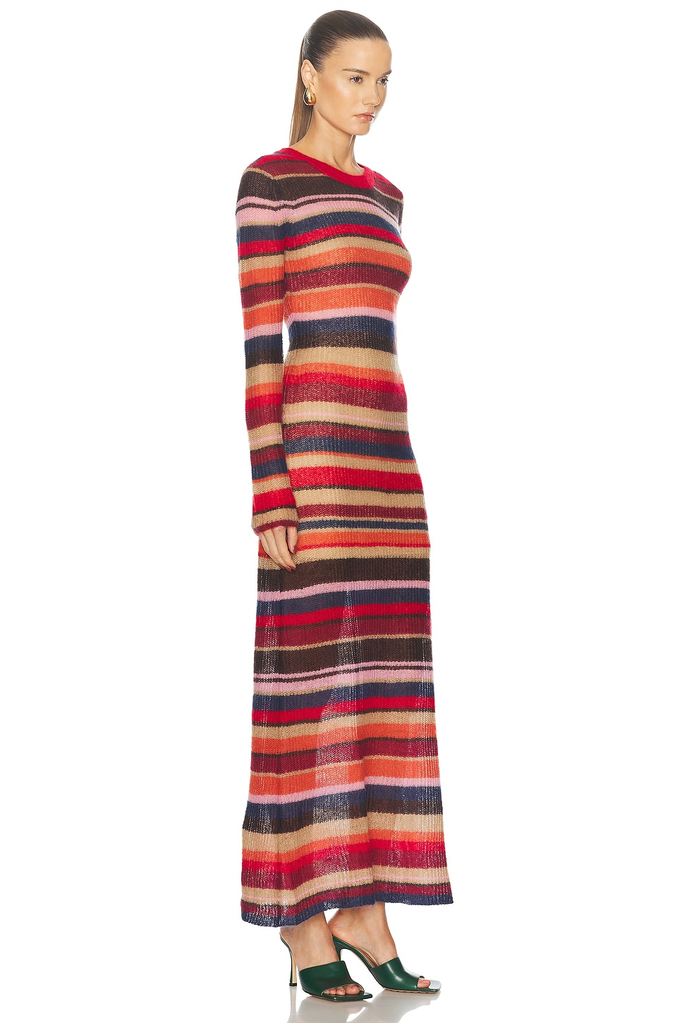 Shop Staud Eiza Dres In Autumnal Faded Stripe