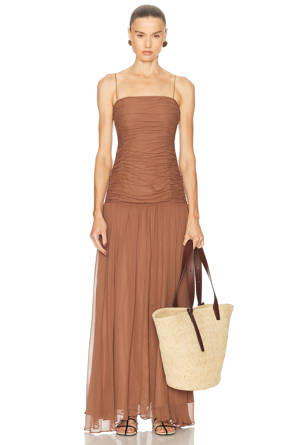 Image 1 of Staud Dalton Dress in Mocha