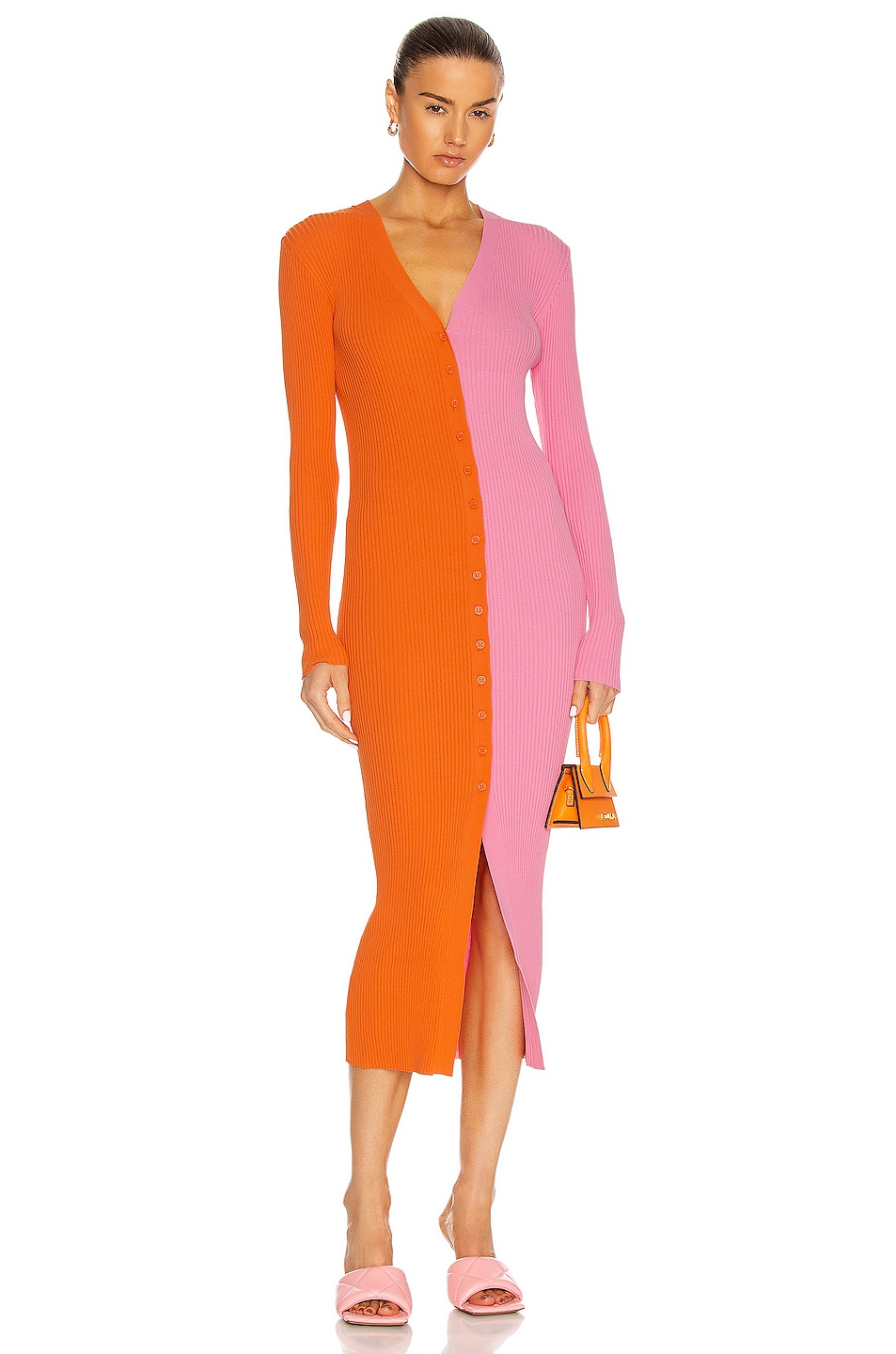 Image 1 of Staud Shoko Sweater Dress in Nectarine & Pink