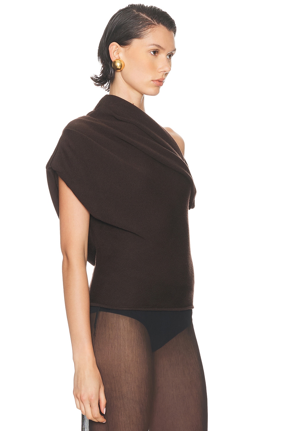 Staud Mabel Asymmetric Sweater In Brown