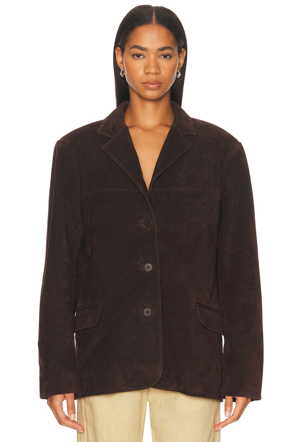 Image 1 of Staud Corrine Leather Jacket in Espresso