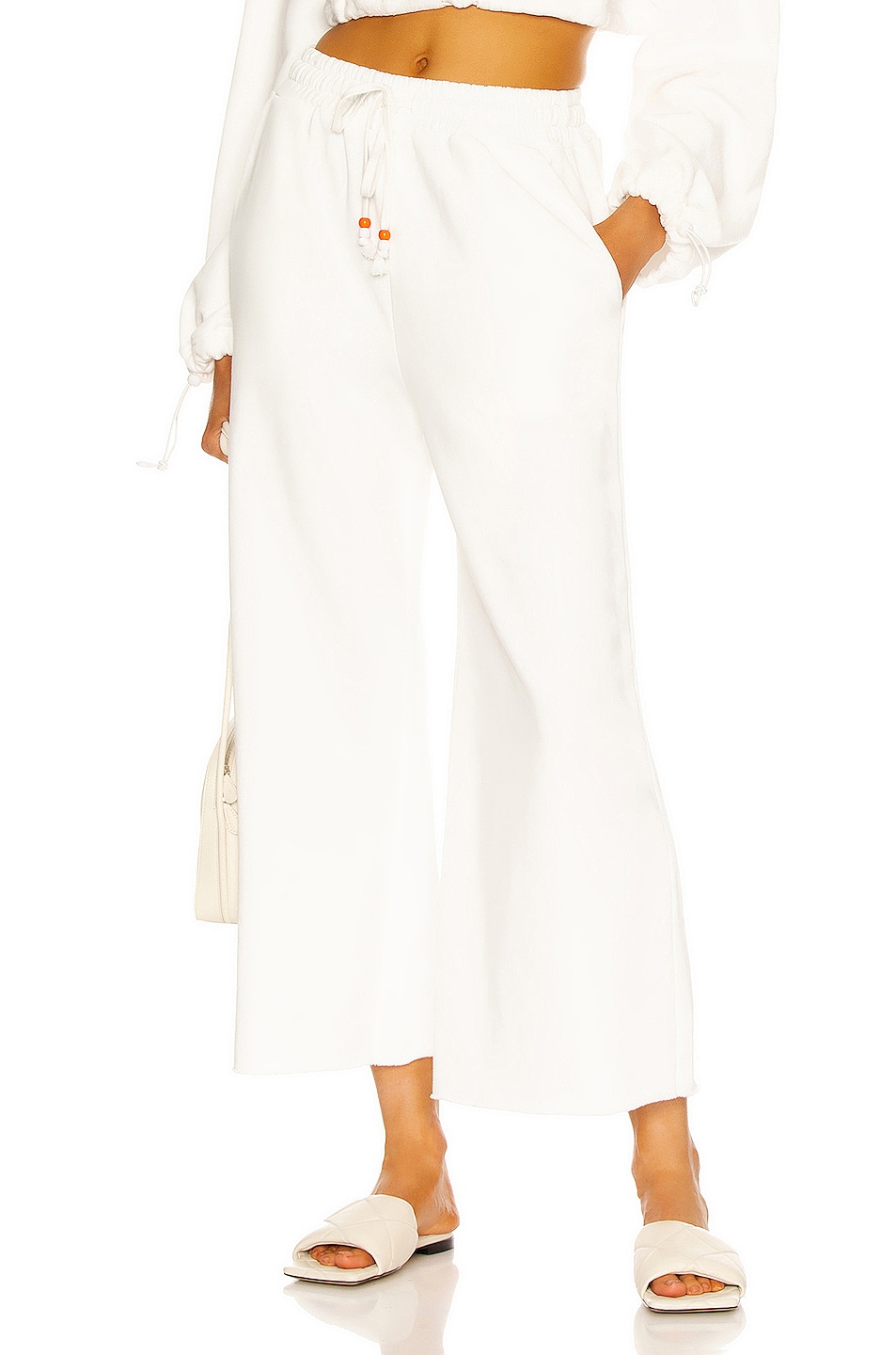 Image 1 of Staud Wide Leg Cropped Sweatpant in White