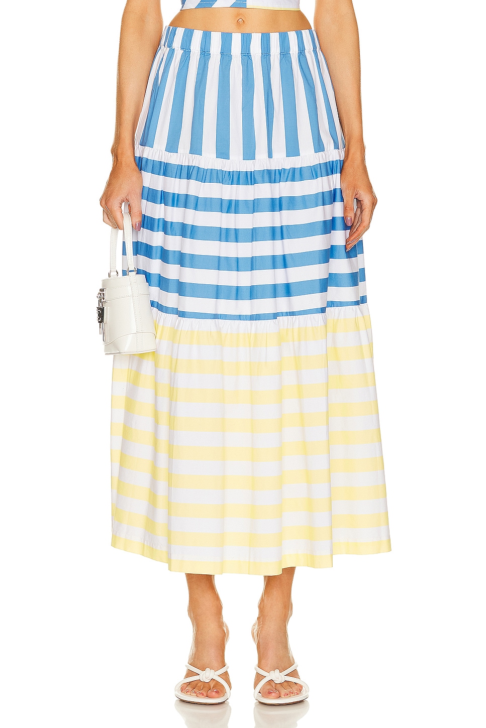 Image 1 of Staud Idalino Skirt in Buttercup Seashore Stripe