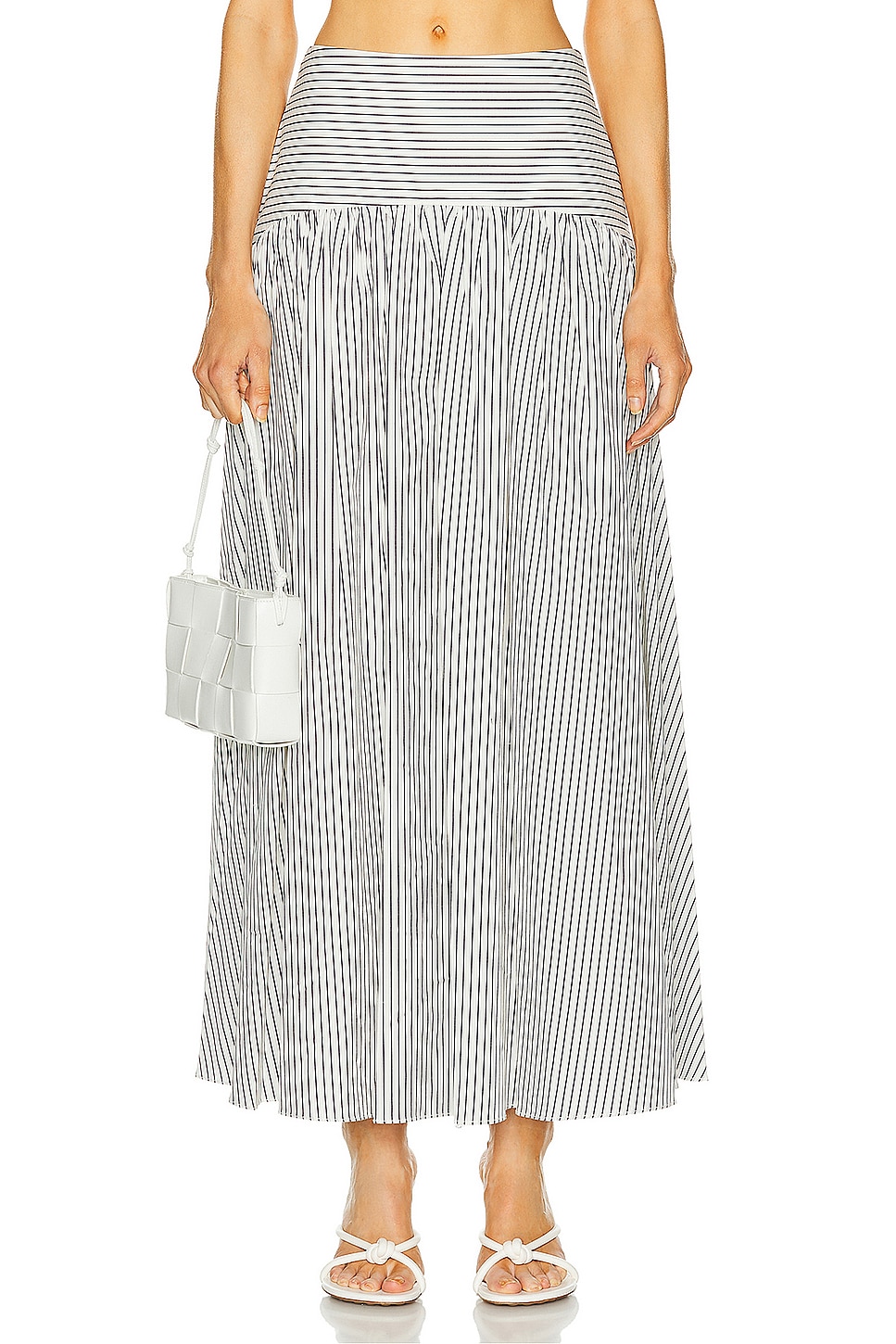 Image 1 of Staud Procida Skirt in Ivory Micro Stripe