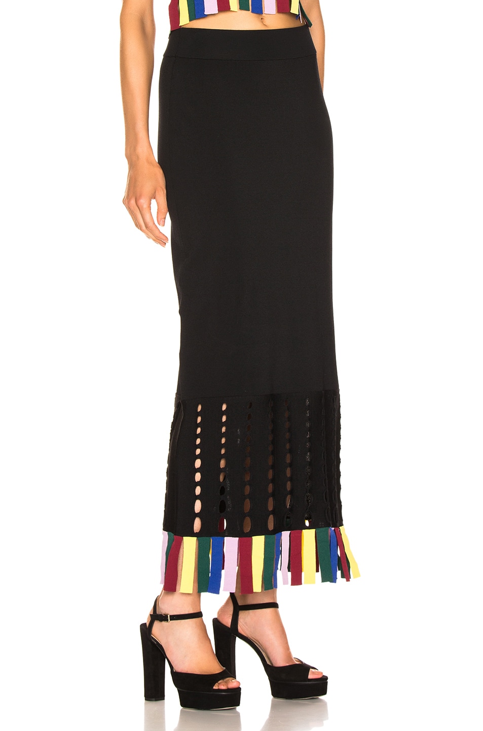 Staud Garage Skirt in Black & Rainbow FWRD
