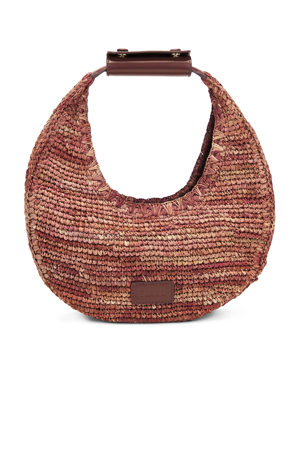 Moon Raffia Tote Bag in Burgundy,Rust