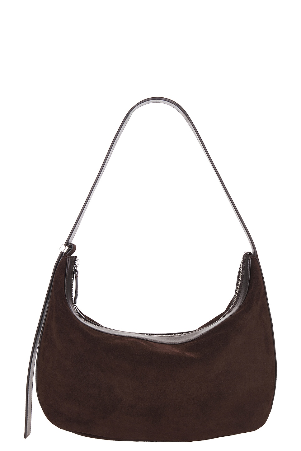 Staud Demy Large Leather-trimmed Suede Shoulder Bag In Brown