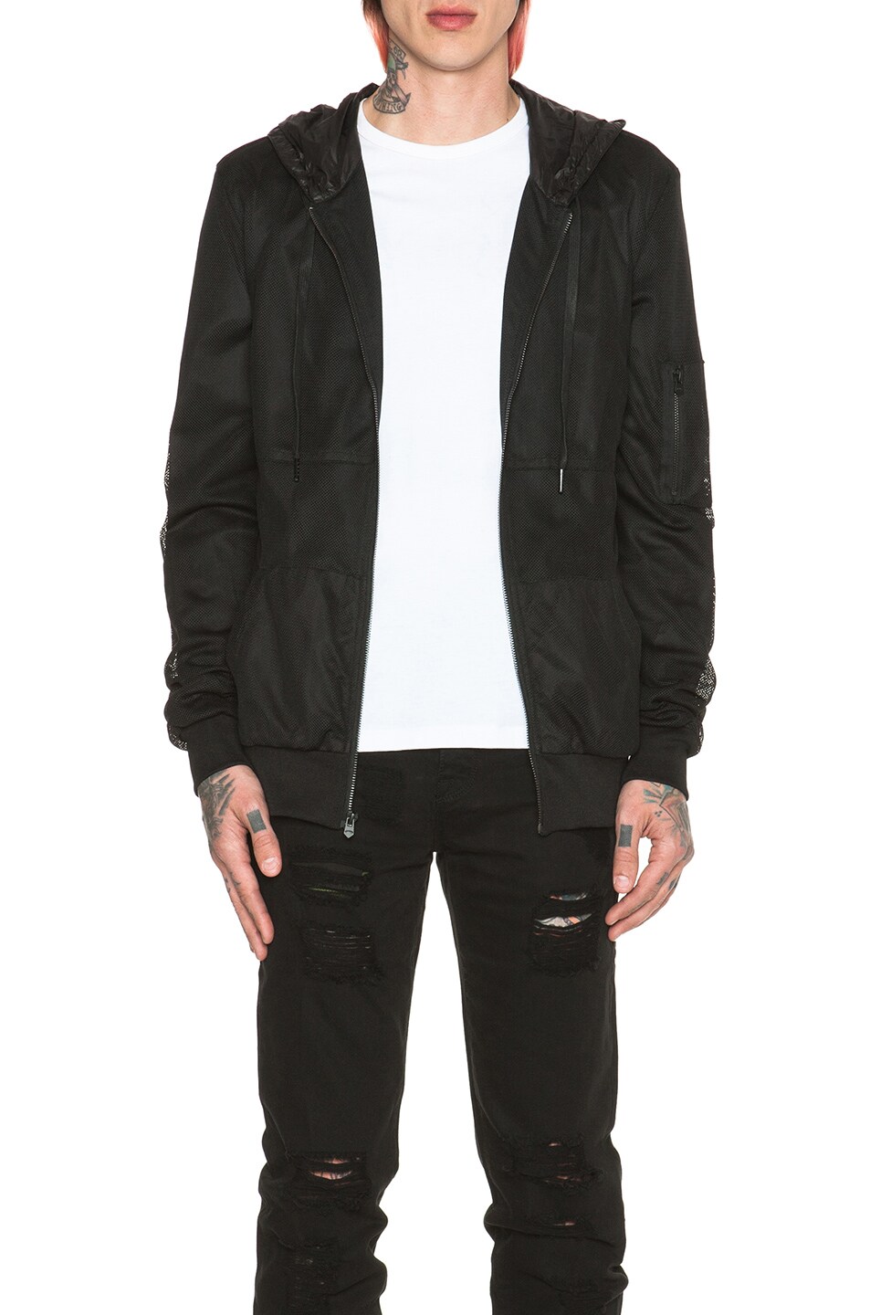 Image 1 of Stampd Mesh Nylon Zip Jacket in Black
