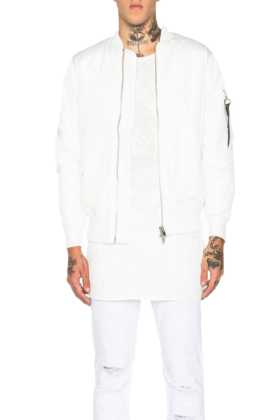 Image 1 of Stampd Strapped Bomber in White