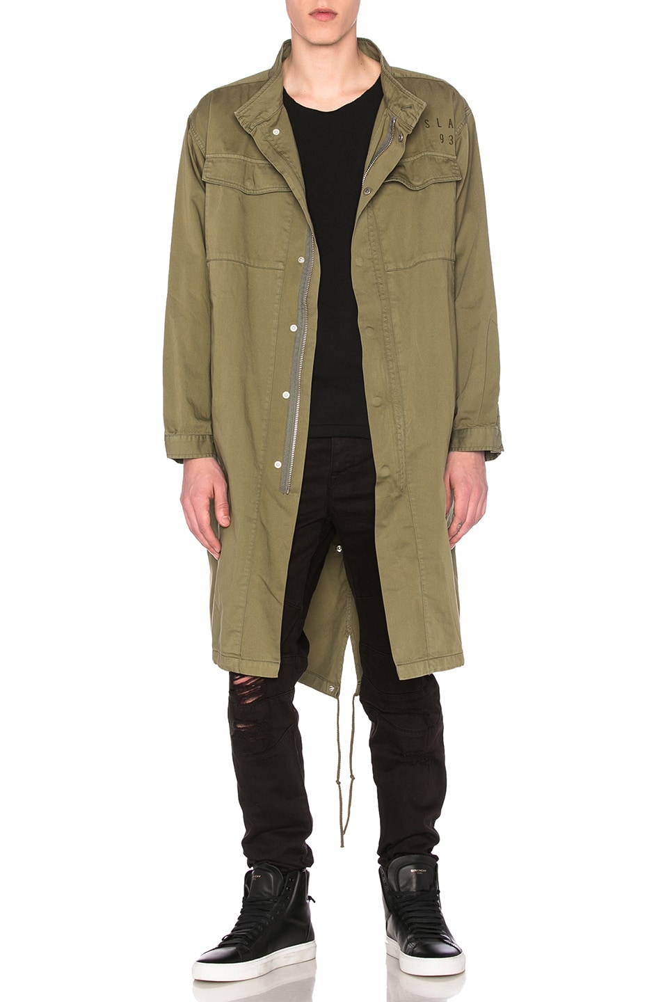Image 1 of Stampd Elongated Military Parka in Fatigue Olive