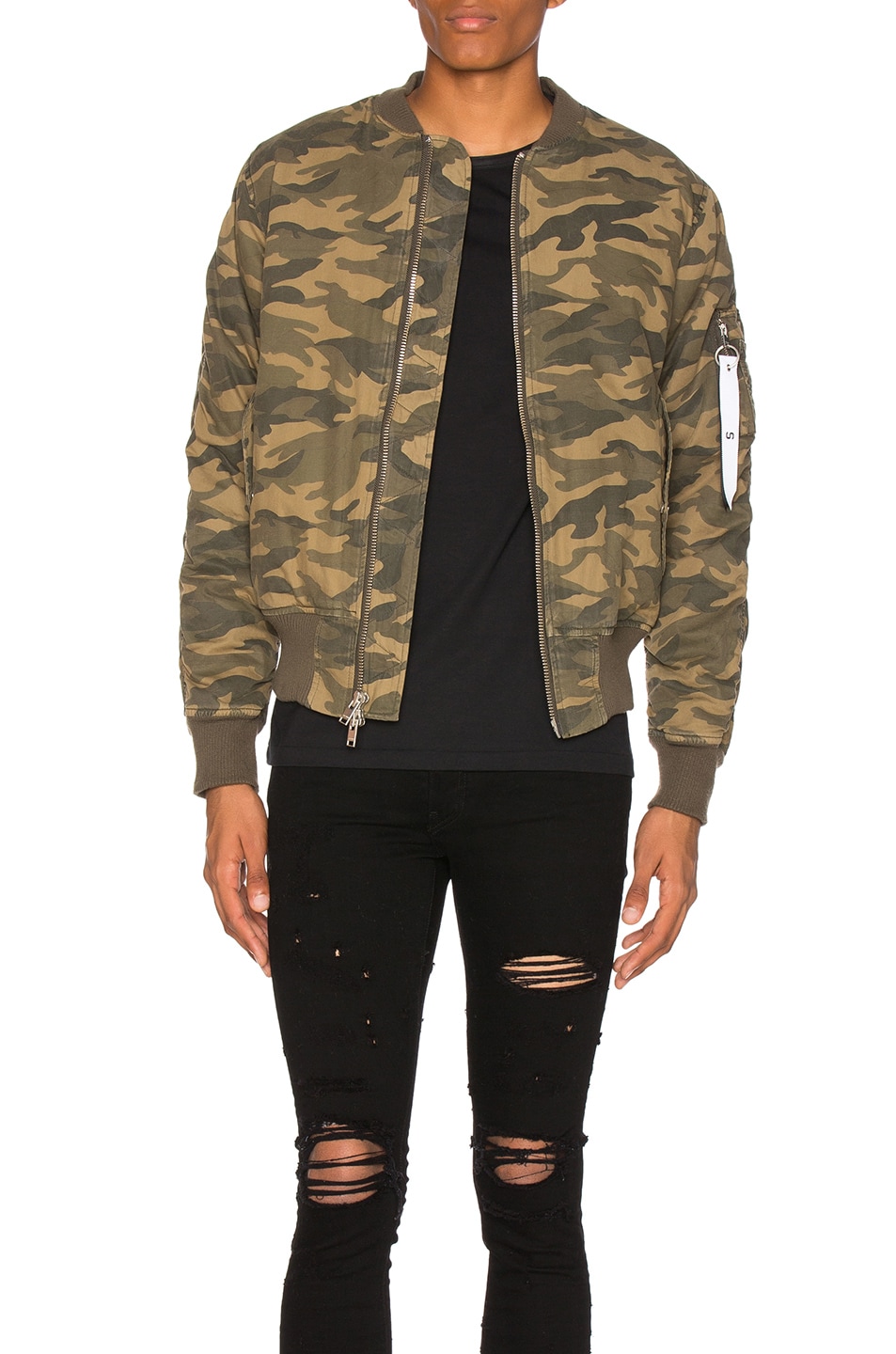 Image 1 of Stampd Washed Bomber in Camo