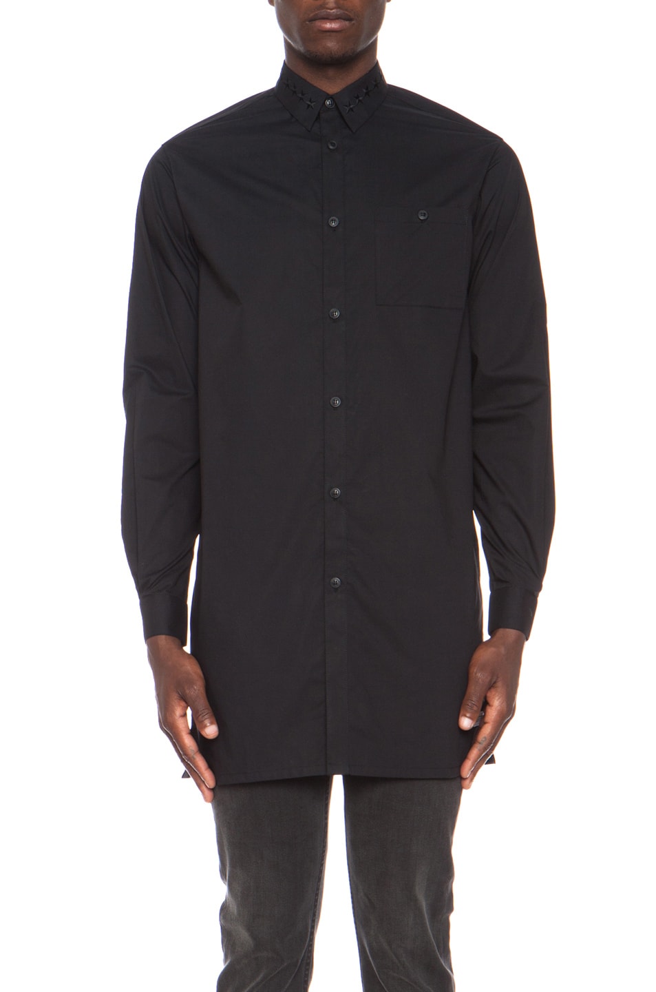 Image 1 of Stampd Star Cotton Button Down in Black
