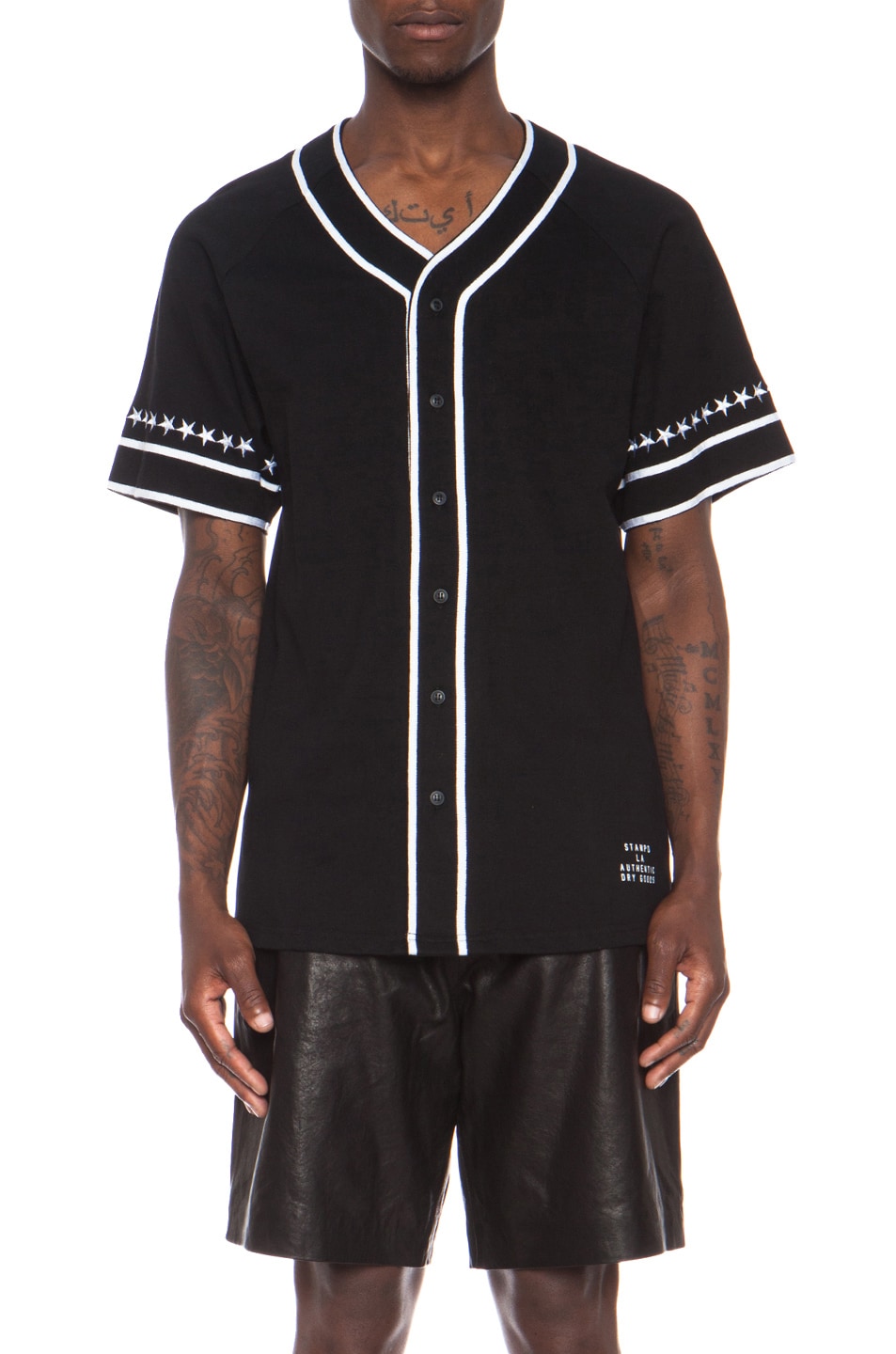 Image 1 of Stampd Star Sleeve Cotton Jersey in Black