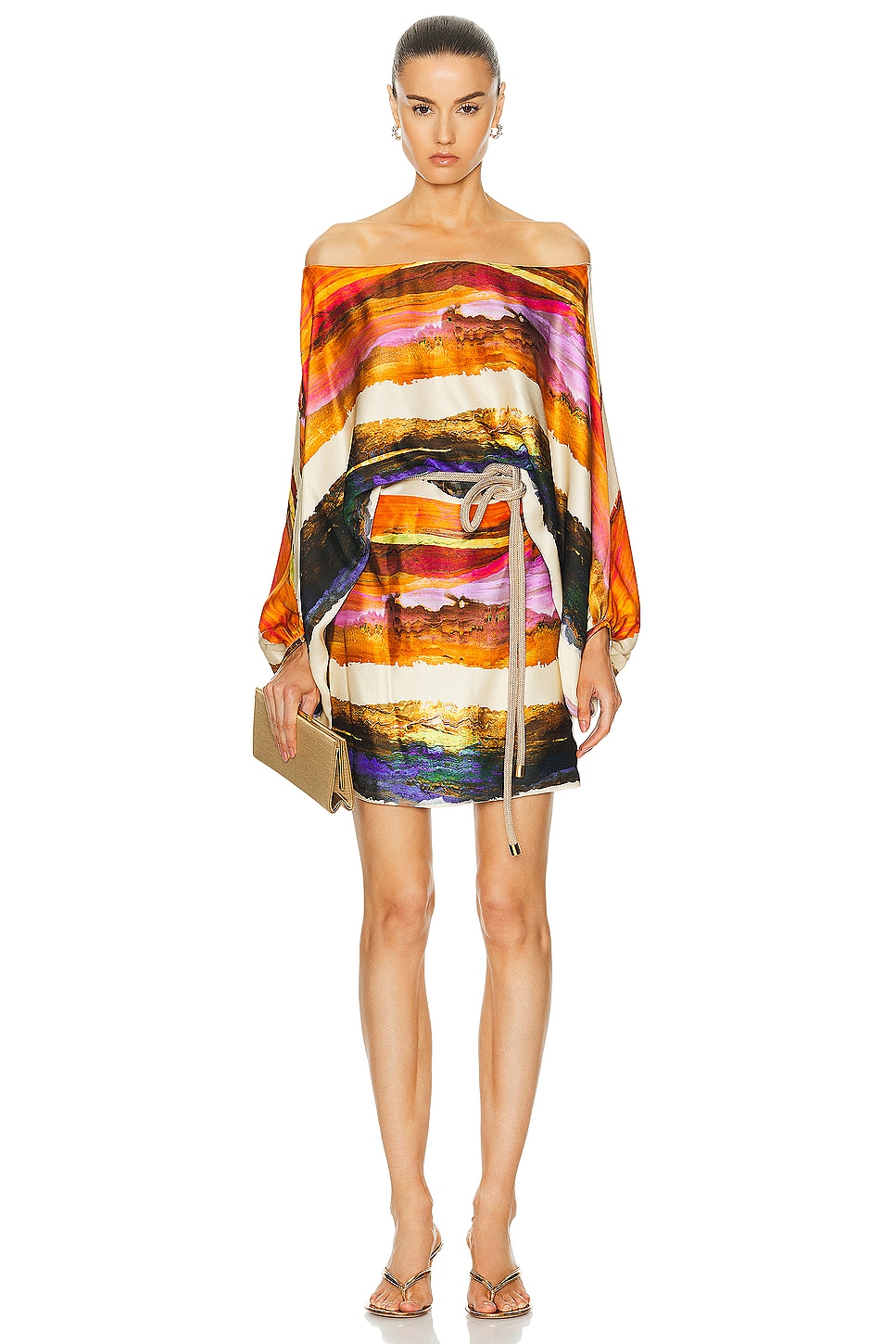 Image 1 of SILVIA TCHERASSI Manon Dress in Orange Orchid Abstract Stripes