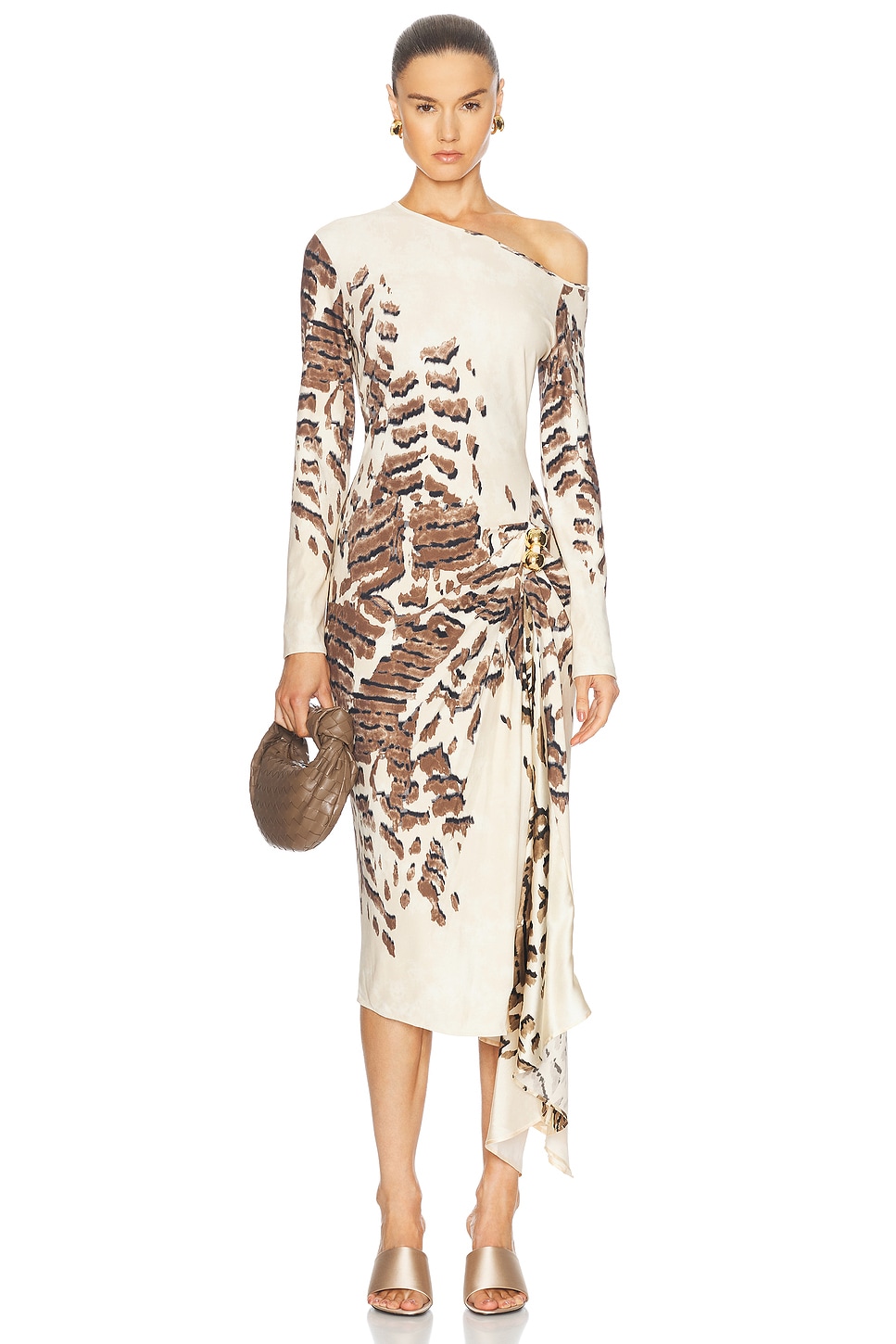 Image 1 of SILVIA TCHERASSI Tahia Dress in Beige Abstract Animal Print