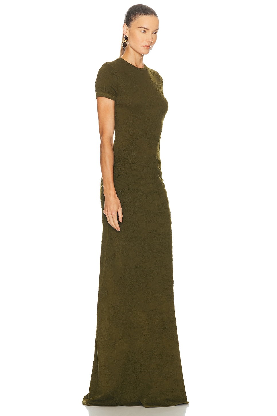 Silvia Tcherassi Cristal Short-sleeve Maxi Dress In Green
