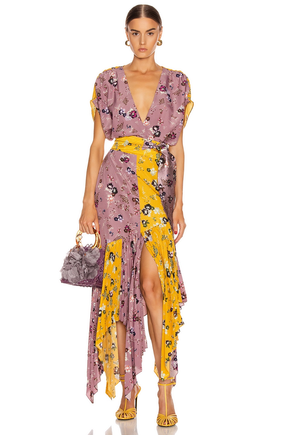 Image 1 of SILVIA TCHERASSI Drustil Dress in Floral Lavender & Mustard