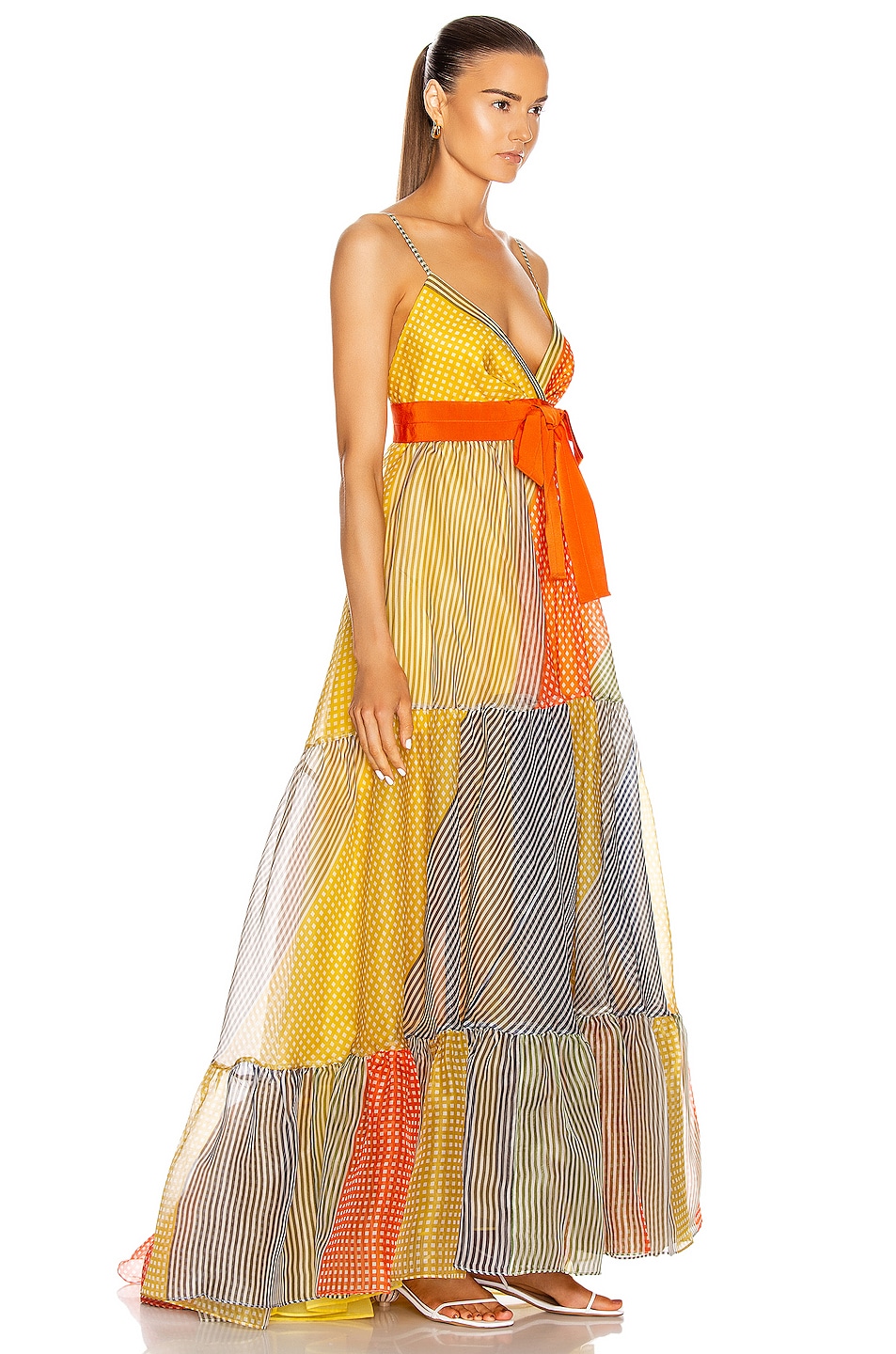 SILVIA TCHERASSI Tomasa Dress in Multi Gingham Patch | FWRD