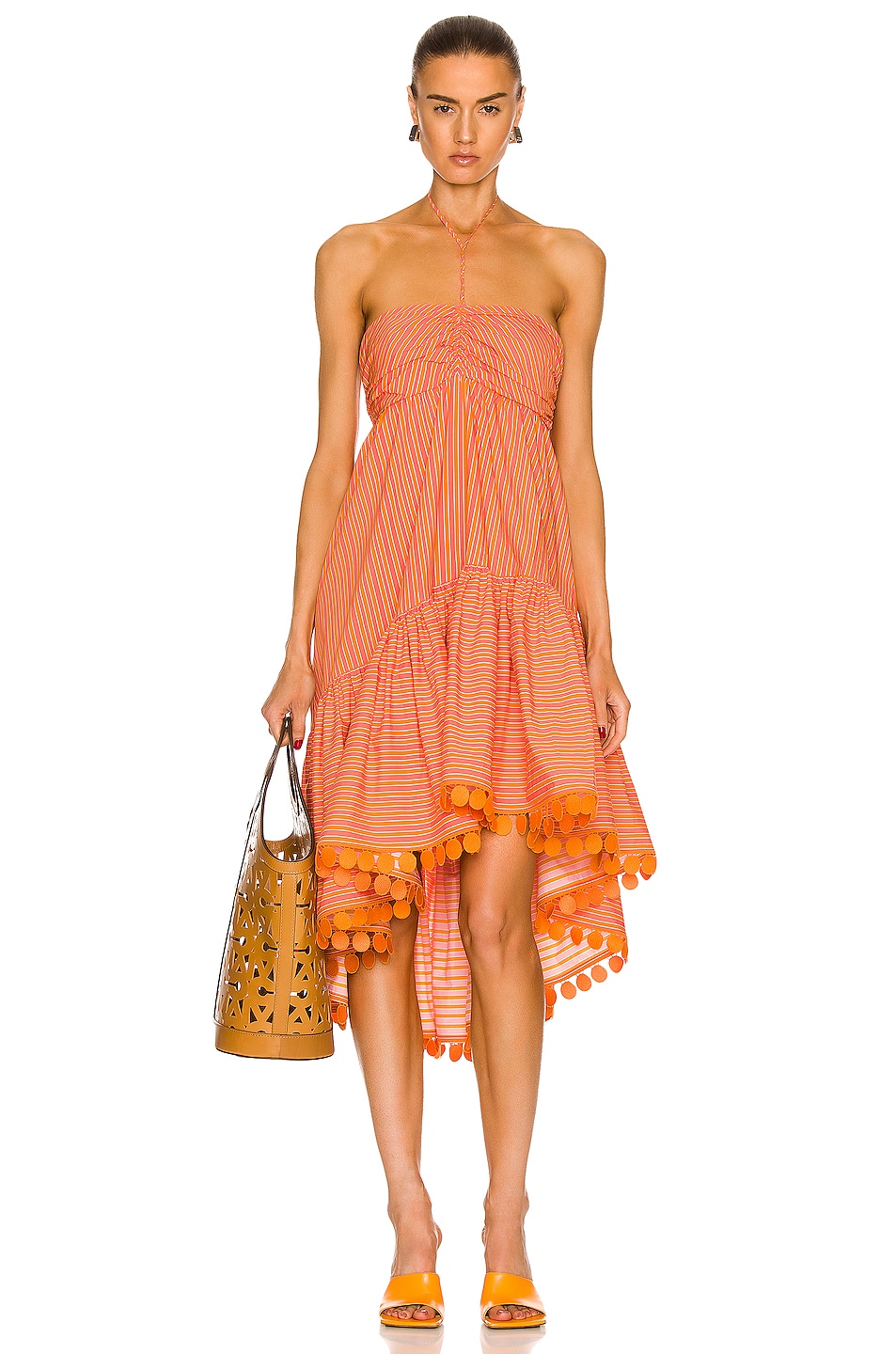 Image 1 of SILVIA TCHERASSI Riero Dress in Magenta & Mustard Stripes