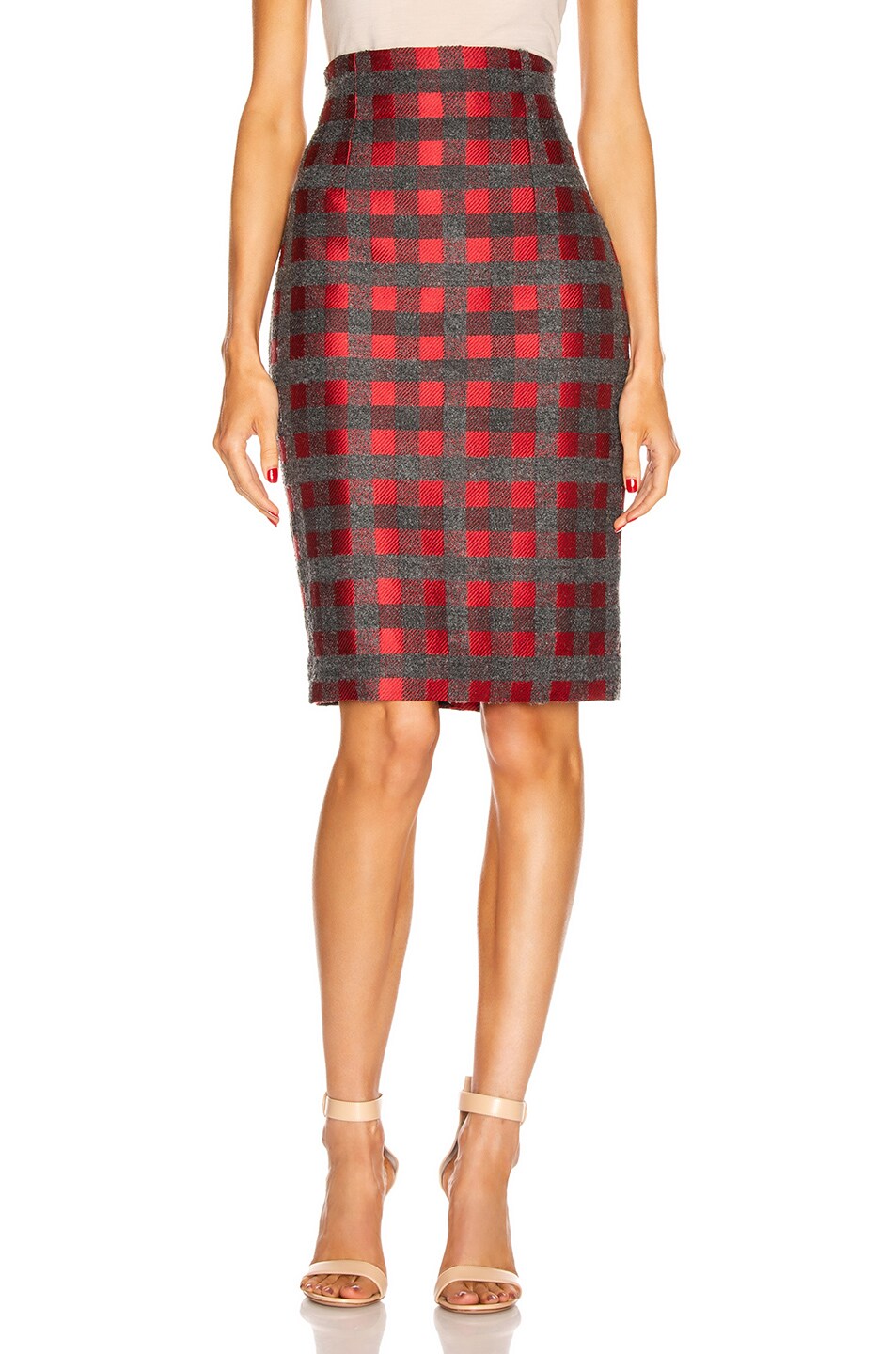 Image 1 of SILVIA TCHERASSI Delaney Skirt in Red & Grey Check