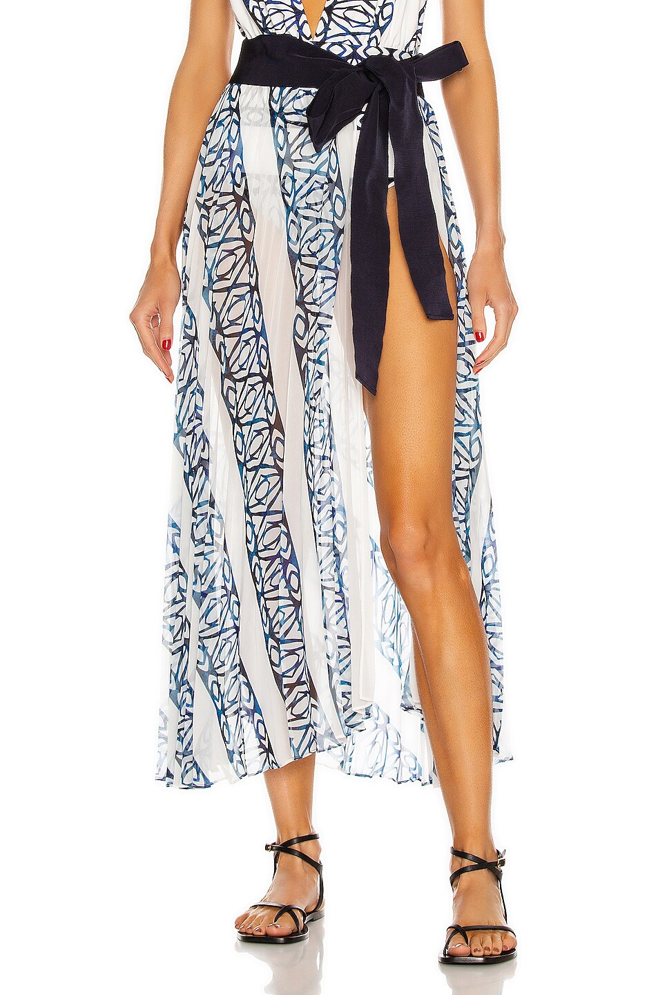 Image 1 of SILVIA TCHERASSI Blanche Pareo Skirt in Blue Mosaic