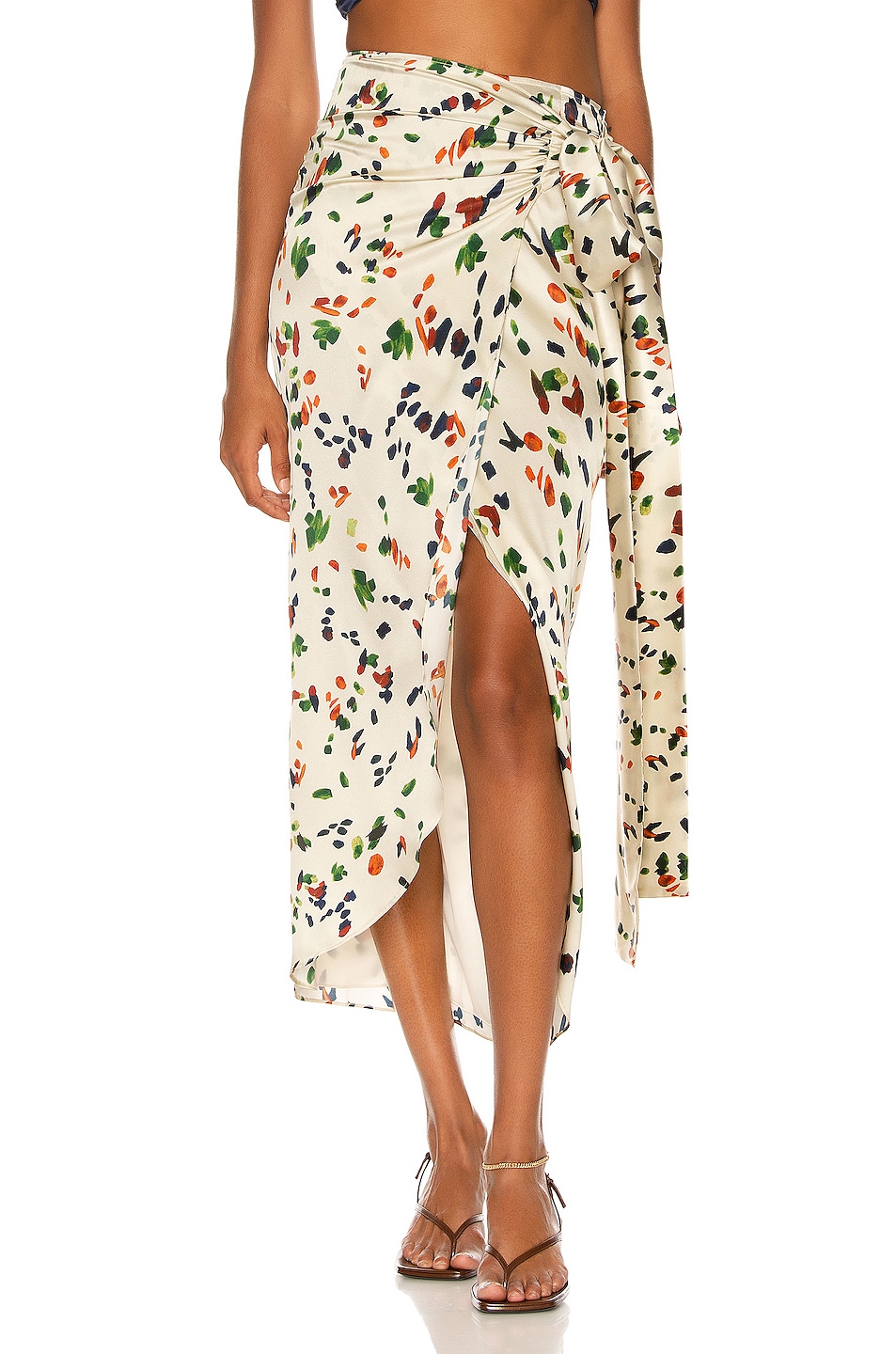 Image 1 of SILVIA TCHERASSI Bonnan Skirt in Multi Watercolor Brush Strokes