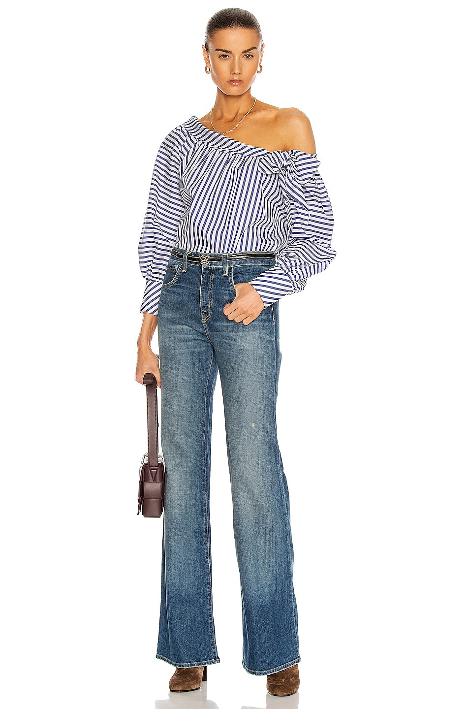 SILVIA TCHERASSI Parigi Shirt in Blue Stripes | FWRD