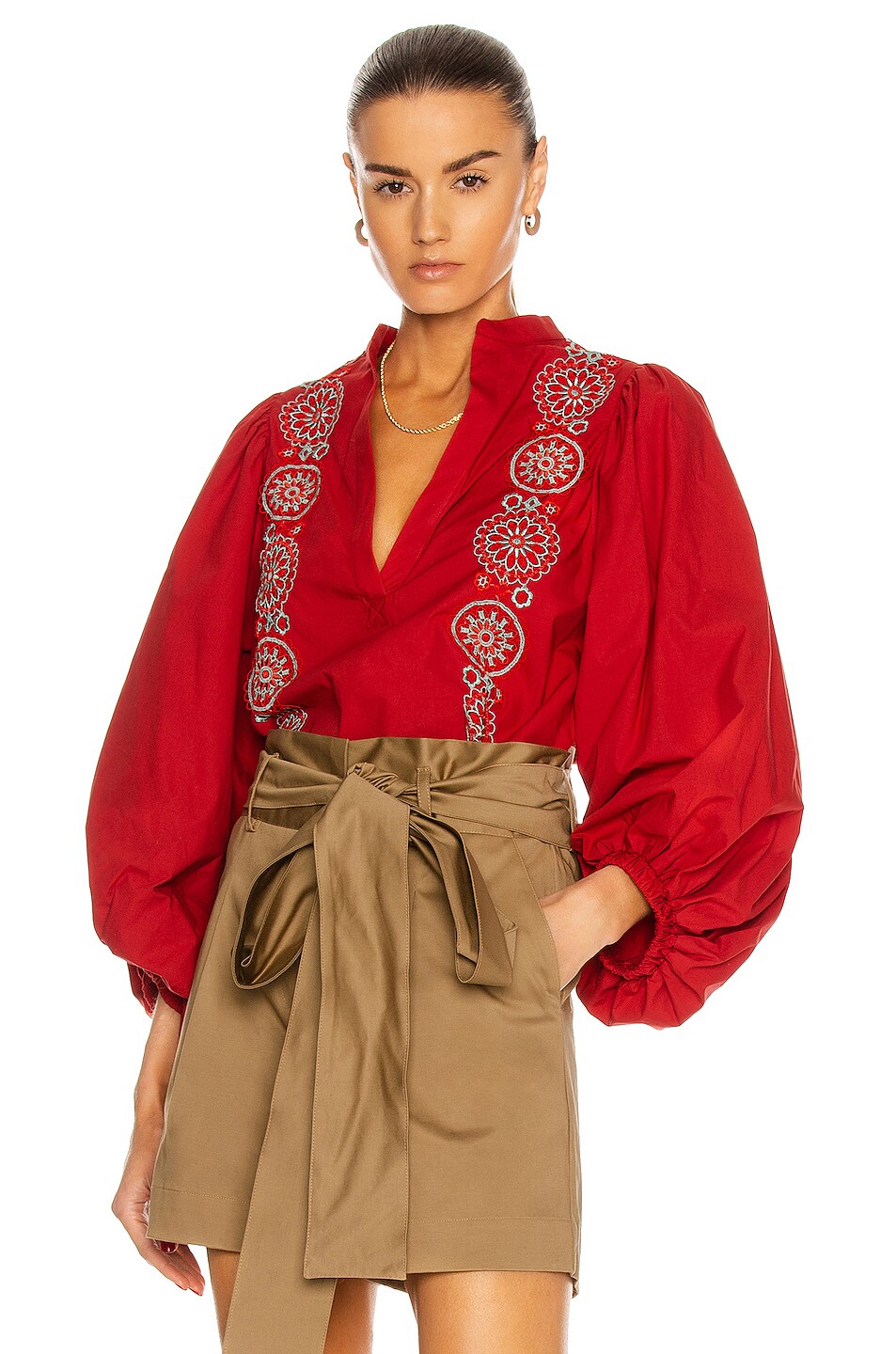 Image 1 of SILVIA TCHERASSI Sanford Blouse in Red