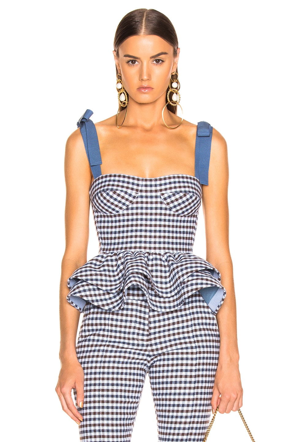 Image 1 of SILVIA TCHERASSI Junquillo Top in Checkered Navy