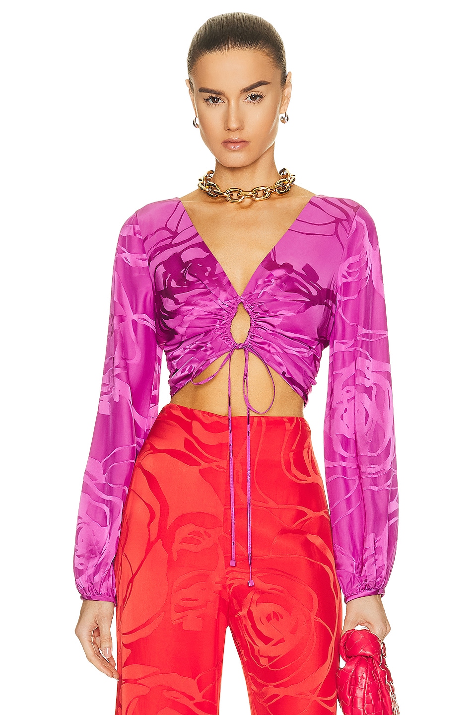 Image 1 of SILVIA TCHERASSI Odette Blouse in in Magenta Orchid Jacquard