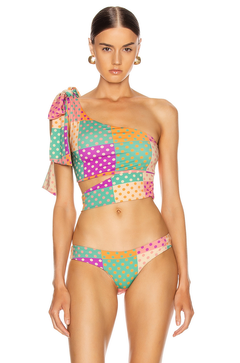 Image 1 of SILVIA TCHERASSI for FWRD Carmit Swimwear Top in Autumn Polka Dots