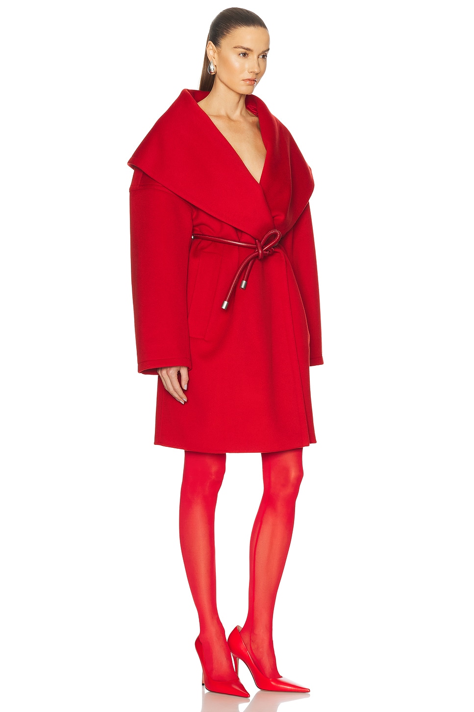 Sportmax Luciana Virgin Wool Wrap Coat In Red