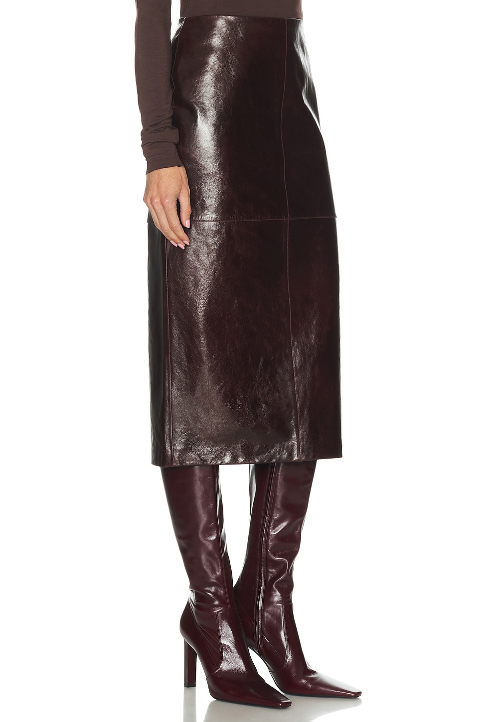 Sportmax Afa Leather Skirt In Burgundy