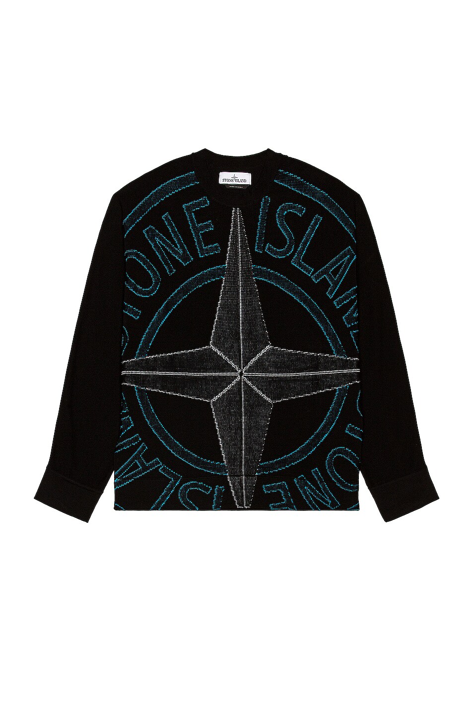 Image 1 of Stone Island Crewneck Knit Sweater in Black
