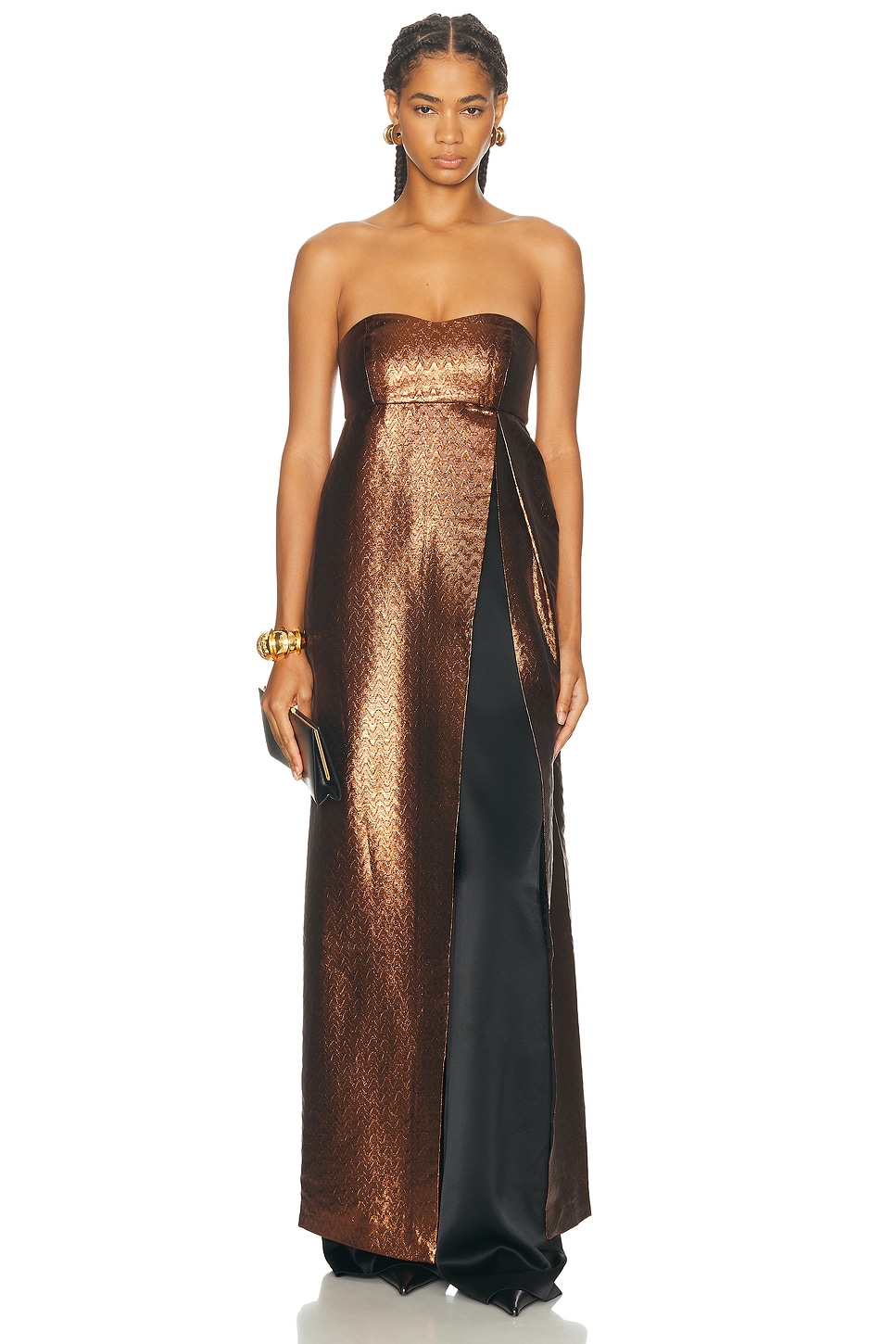 Sev Strapless Jacquard Open Dress In Animal Print