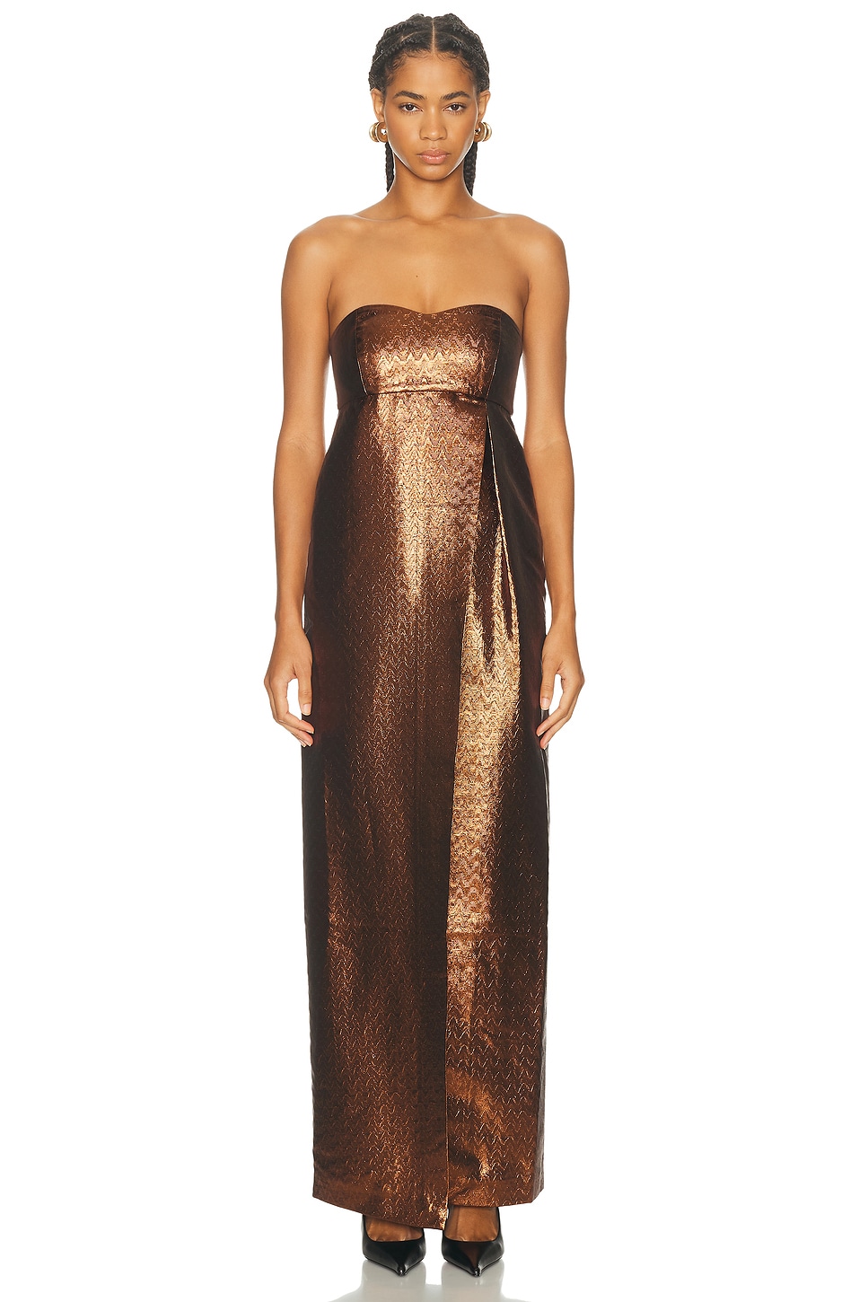 Sev Strapless Jacquard Open Dress In Animal Print