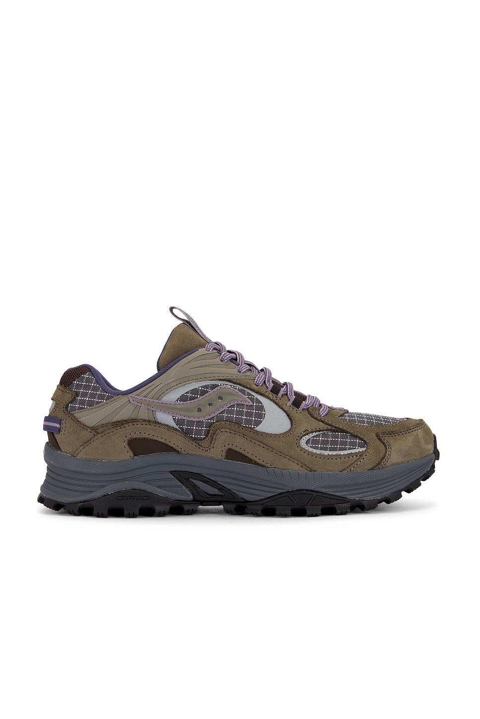Image 1 of Saucony Grid Aura X Sneakers in Dark Grey & Mud