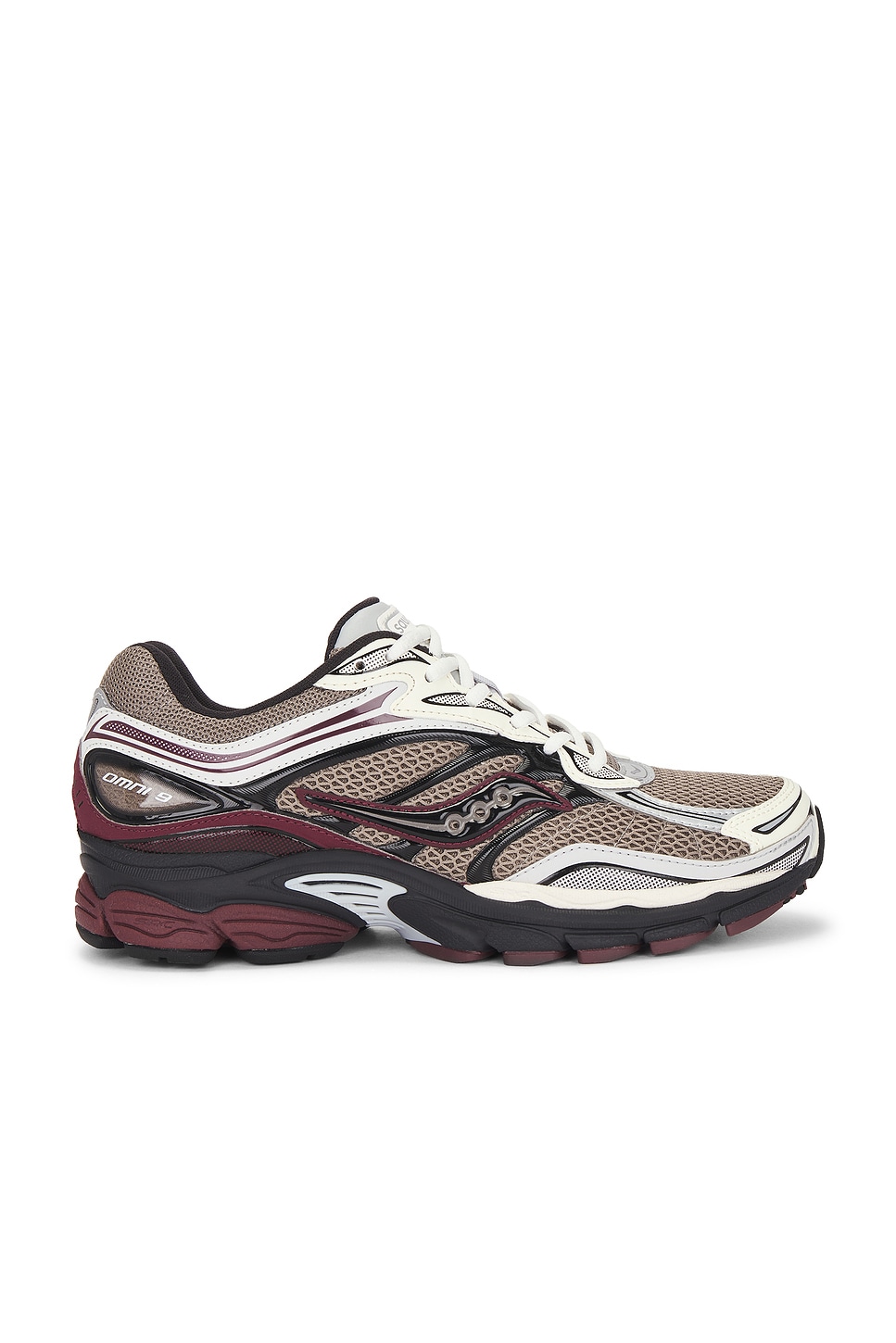 Image 1 of Saucony Progrid Omni 9 Sneakers in Tan & Maroon