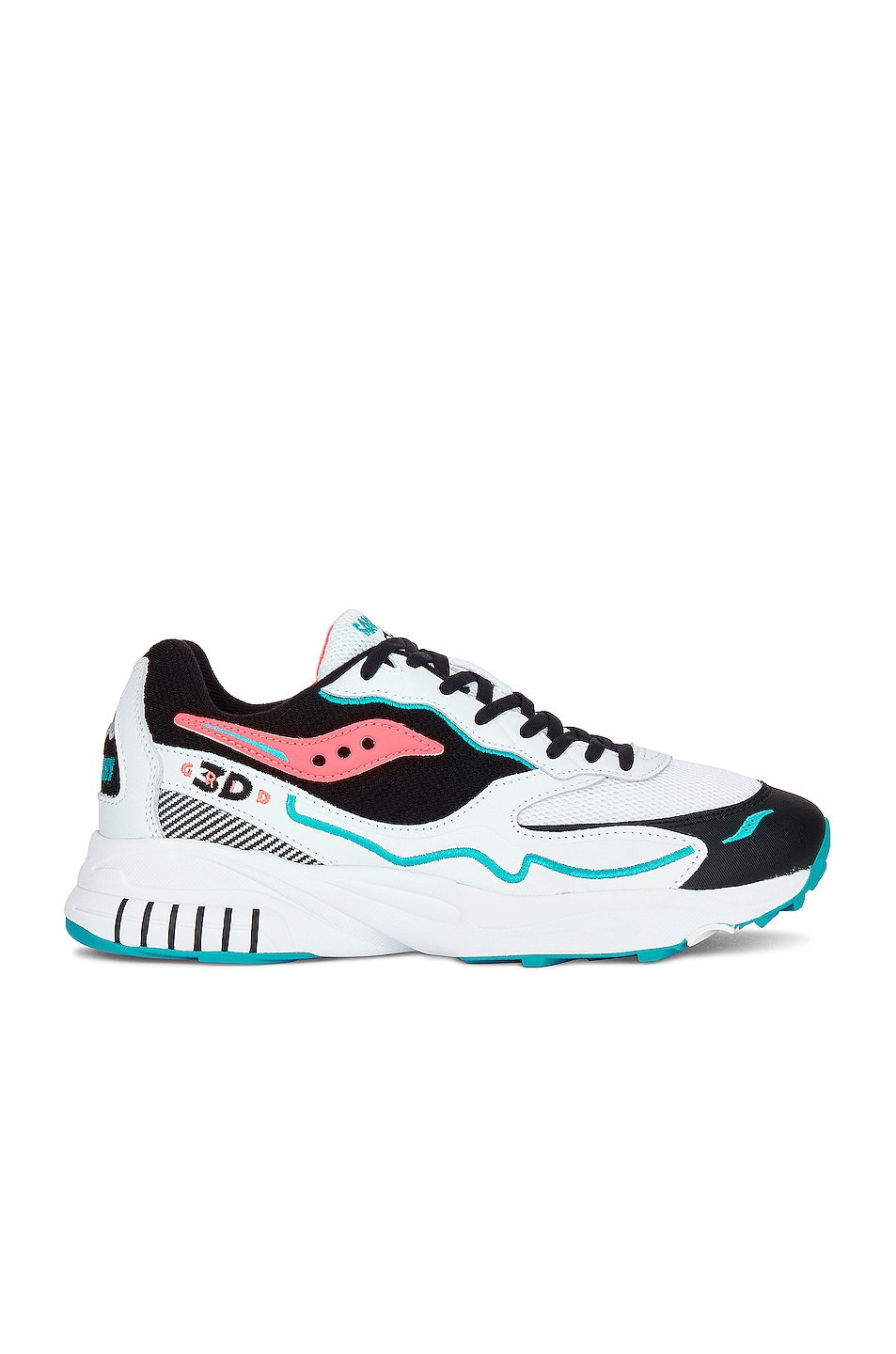Image 1 of Saucony 3d Grid Hurricane Sneaker in White, Black, & Pink