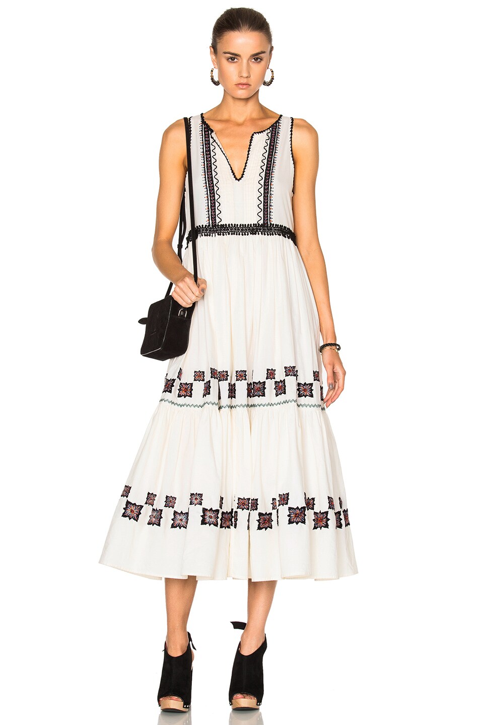 Image 1 of SUNO Cotton Leaf Maxi Dress in Off White