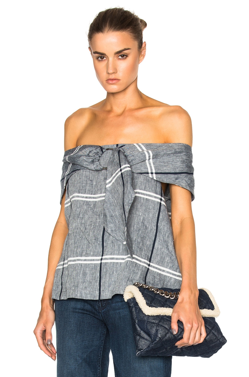 Image 1 of SUNO Ring Tie Blouse in Chambray